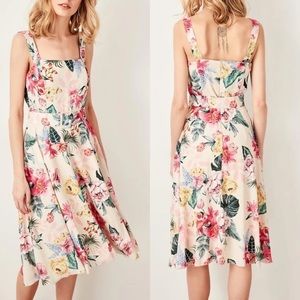 Floral Dress Square Neck Midi Dress